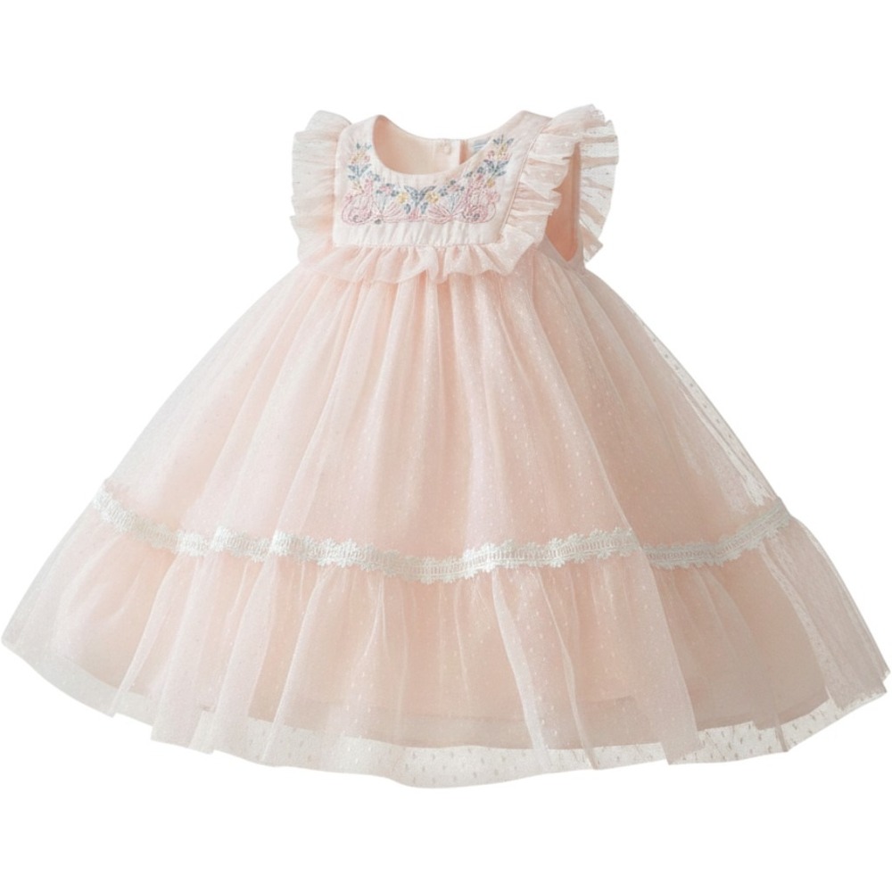 Tahari Bunny Dress Embroidered Ballet Baby Pink Tulle Swiss dot Layered 3T
